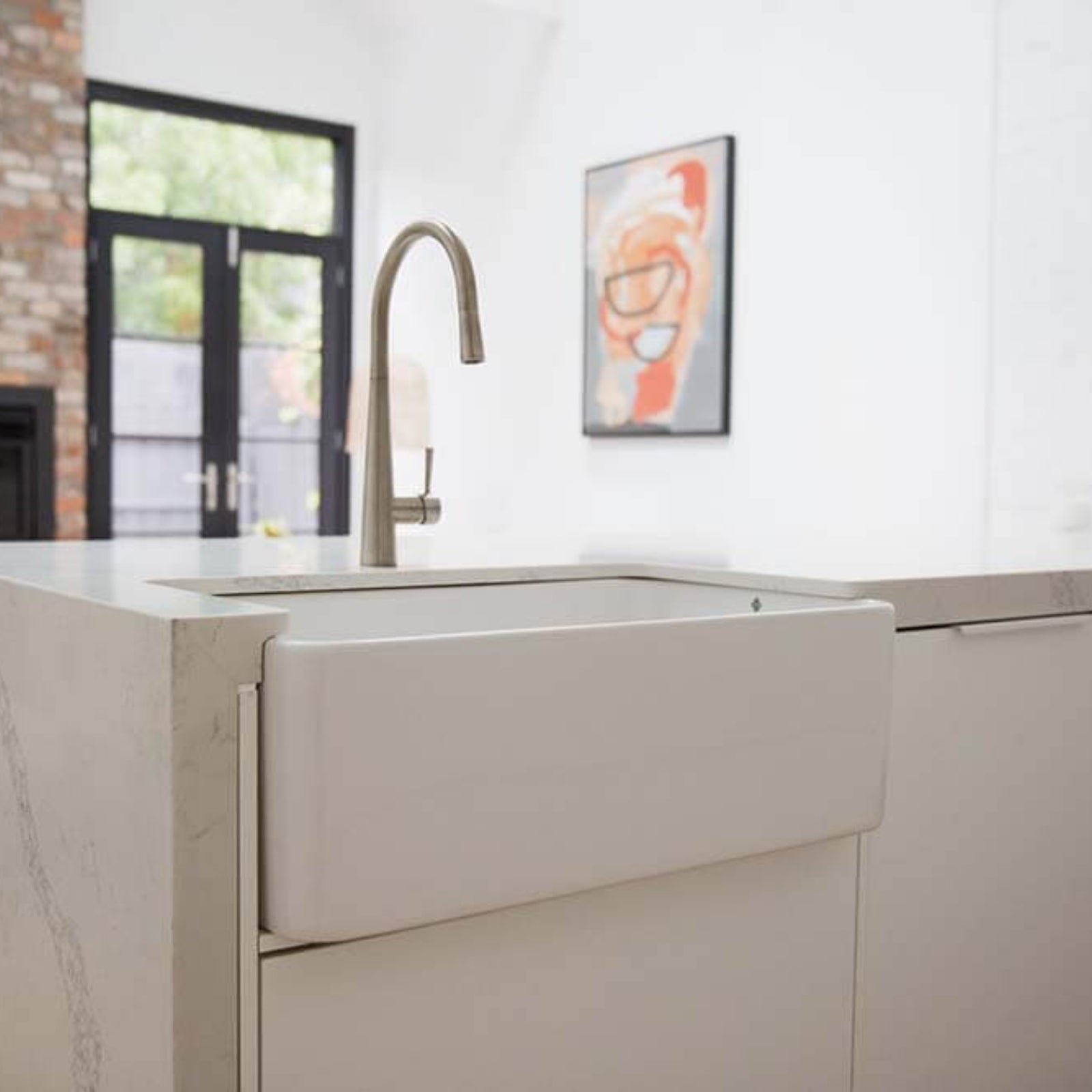Lifestyle 2 Turner Hastings Novi 75 x 46 Fireclay Single Butler Sink, Universal Flat or Ribbed - Gloss White NO75FS - The Blue Space
