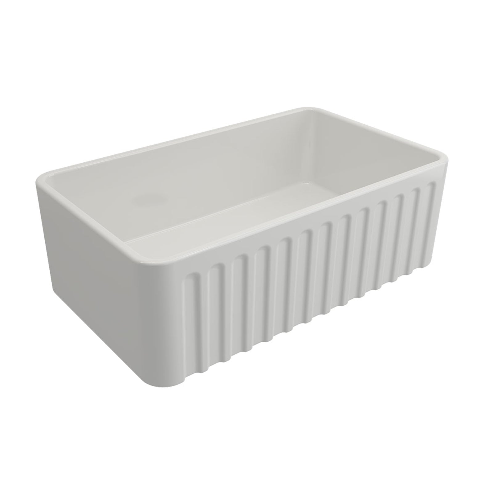 Angle Front Turner Hastings Novi 75 x 46 Fireclay Single Butler Sink, Universal Flat or Ribbed - Matte White NO75FS-MW - The Blue Space