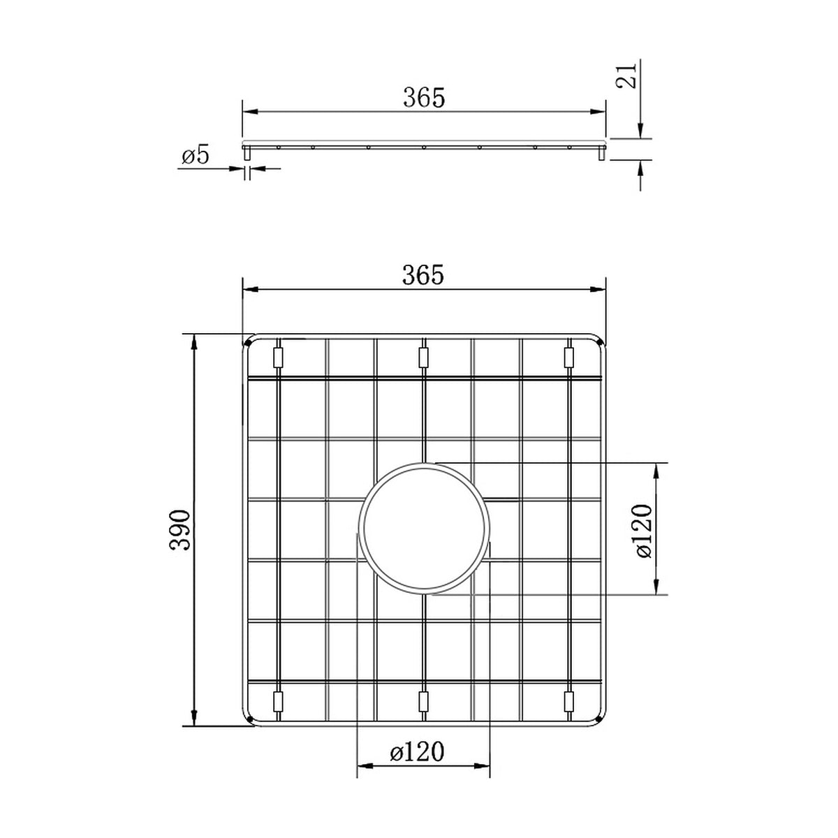 Technical Drawing Turner Hastings Novi 85x46 Protective Grid - Stainless Steel NO85SSG - The Blue Space