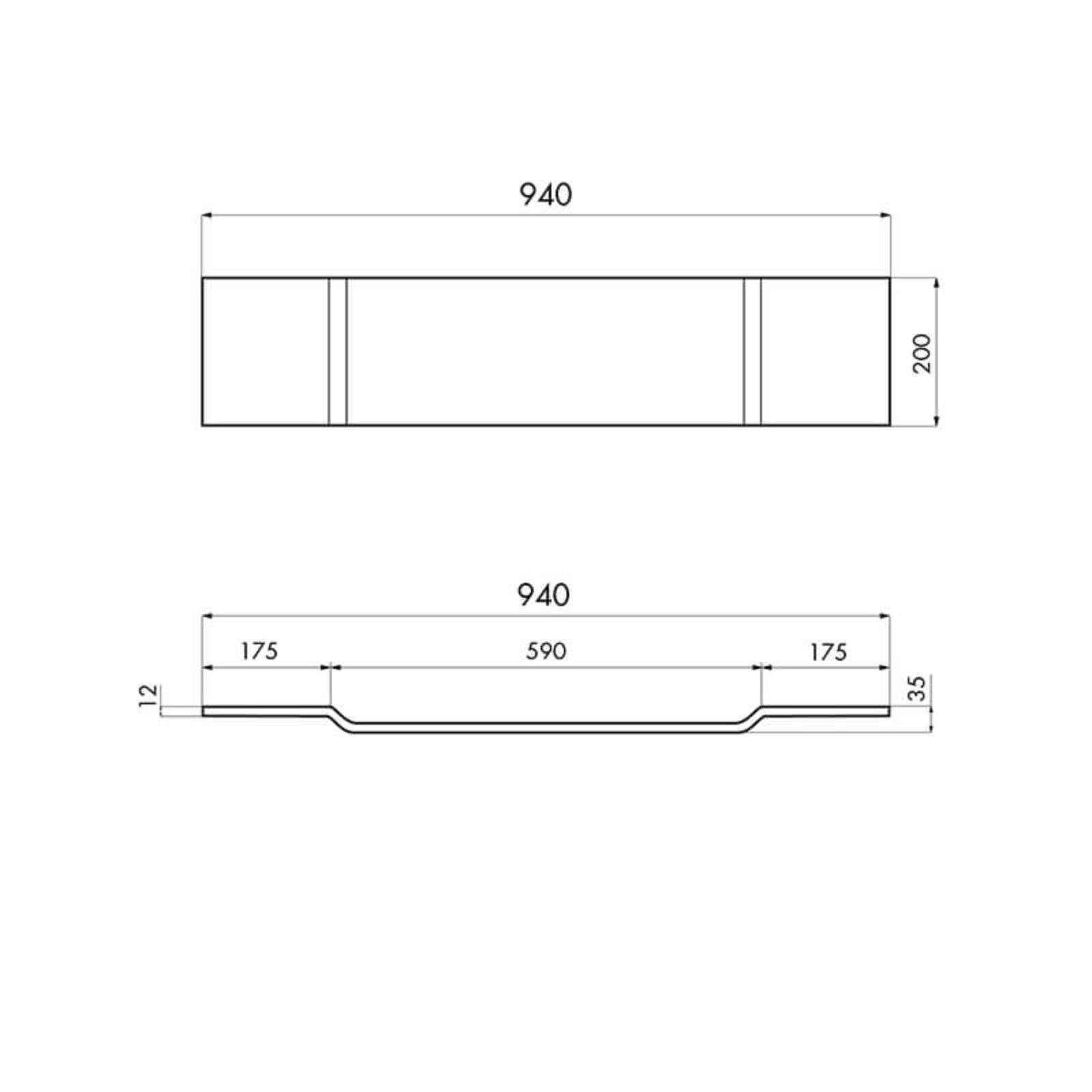Technical Drawing Turner Hastings Solid Surface Bath Caddy 94 x 20 - Matte White BC940MW - The Blue Space