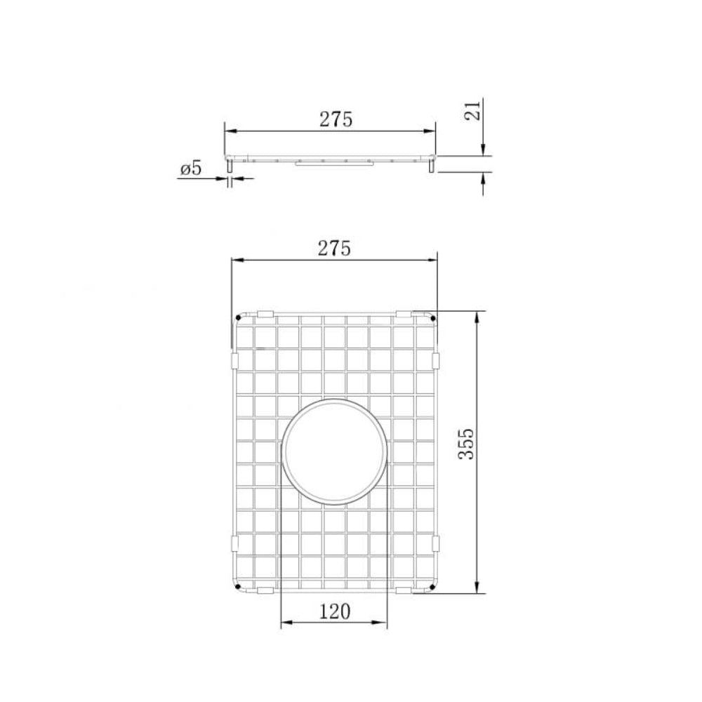 Technical Drawing Turner Hastings Stainless Steel Grid to suit Cuisine 93 x 48 (Small Side) CUD28SSG - The Blue Space