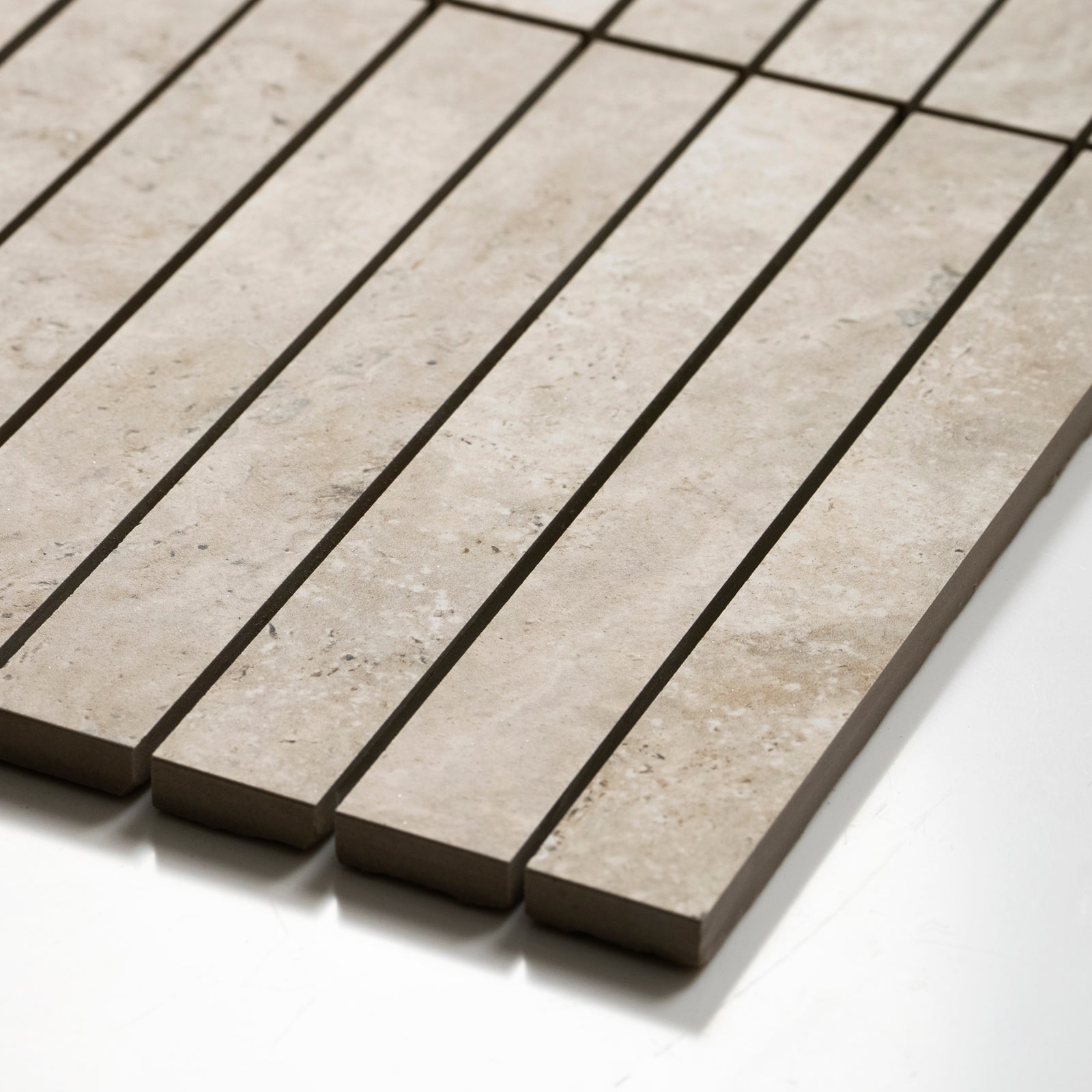 Oblique Valerie Ivory Porcelain Finger Mosaics P5 392 x 295mm sheets TRVBITGFM - The Blue Space