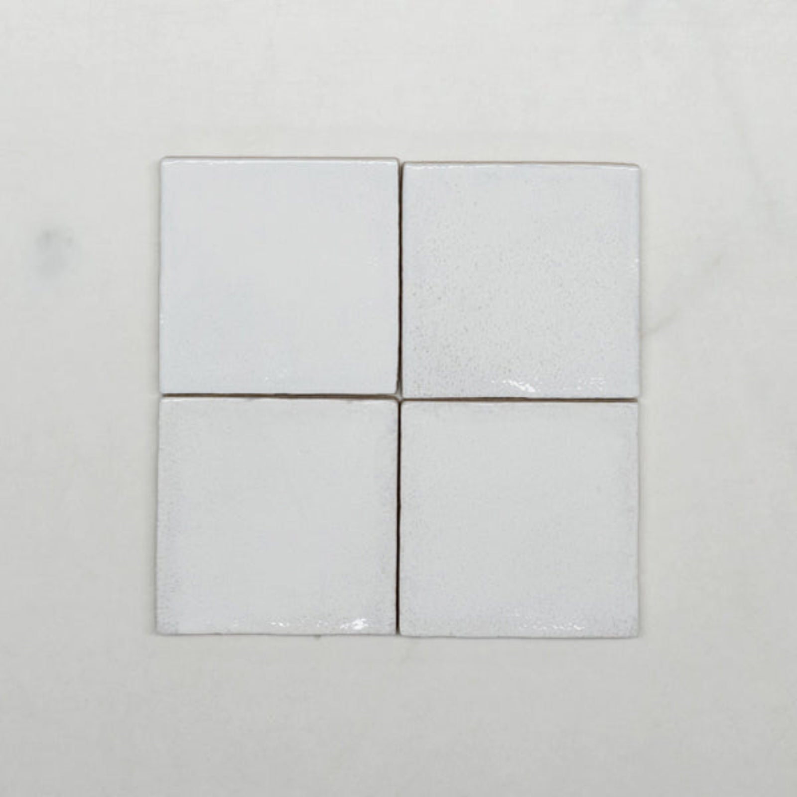 No Hand White Dianna Zellige Tile 100 x 100 x 9mm Spanish Ceramic - The Blue Space