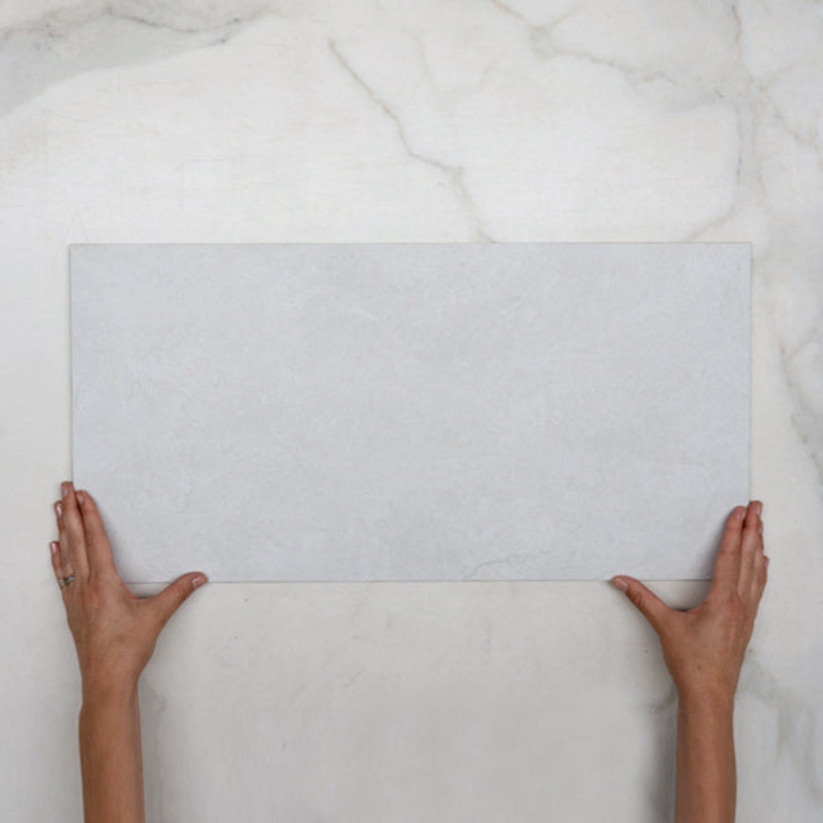 Single With Hand White Tilly Tundra Stone Tile Tech Grip 300 x 600 x 10mm Porcelain - The Blue Space