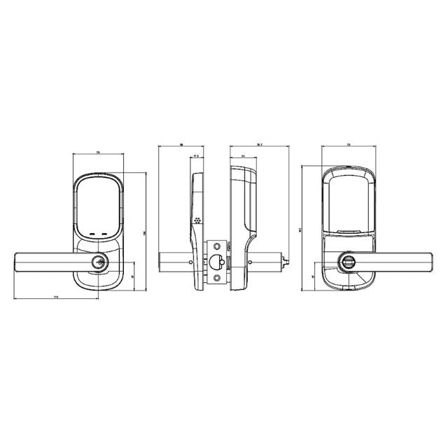 Line Drawing Yale Assure Keyed Lever with Home Module Satin Chrome YRL226HKSC - The Blue Space