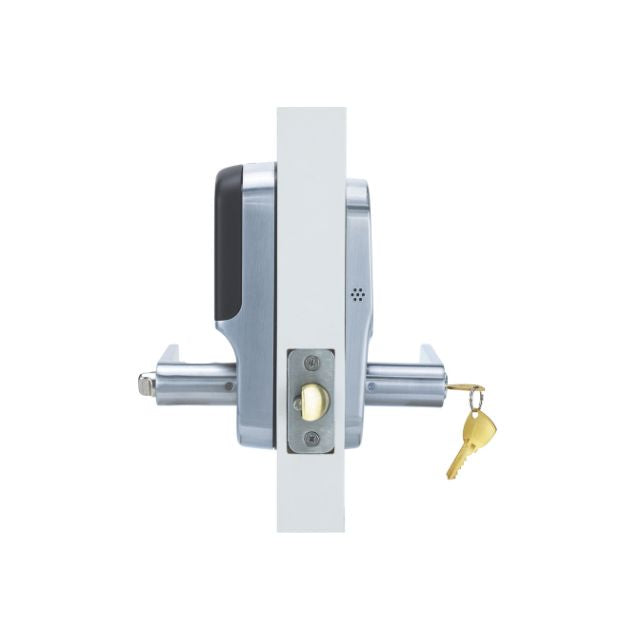Side View Yale Assure Keyed Lever with Home Module Satin Chrome YRL226HKSC - The Blue Space