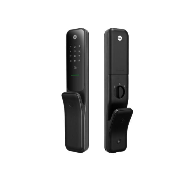 Front and Back Yale Kyra Pro Smart Push/Pull Mortice Lock with Yale Home Module Matte Black YKR/60/HK/MBK - The Blue Space