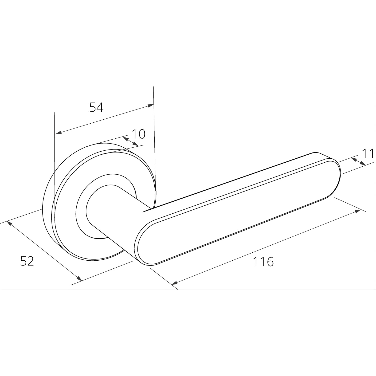 Line Drawing Zanda Duke Dummy Door Handle Set Brushed Nickel 10093.D.BN - The Blue Space