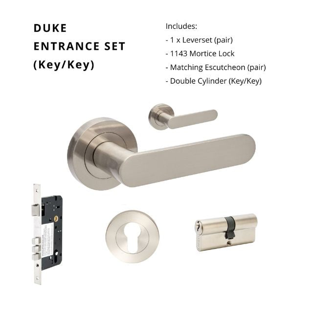 Zanda Duke Entrance Set 70mm Key/Key Brushed Nickel 10094.3.BN - The Blue Space