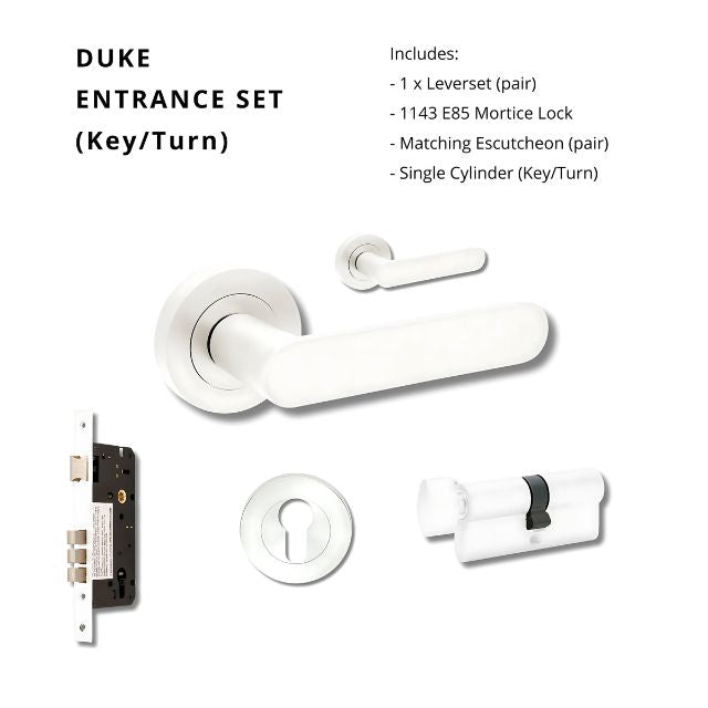 Zanda Duke Entrance Set 70mm Key/Turn White 10094.4.WHT - The Blue Space