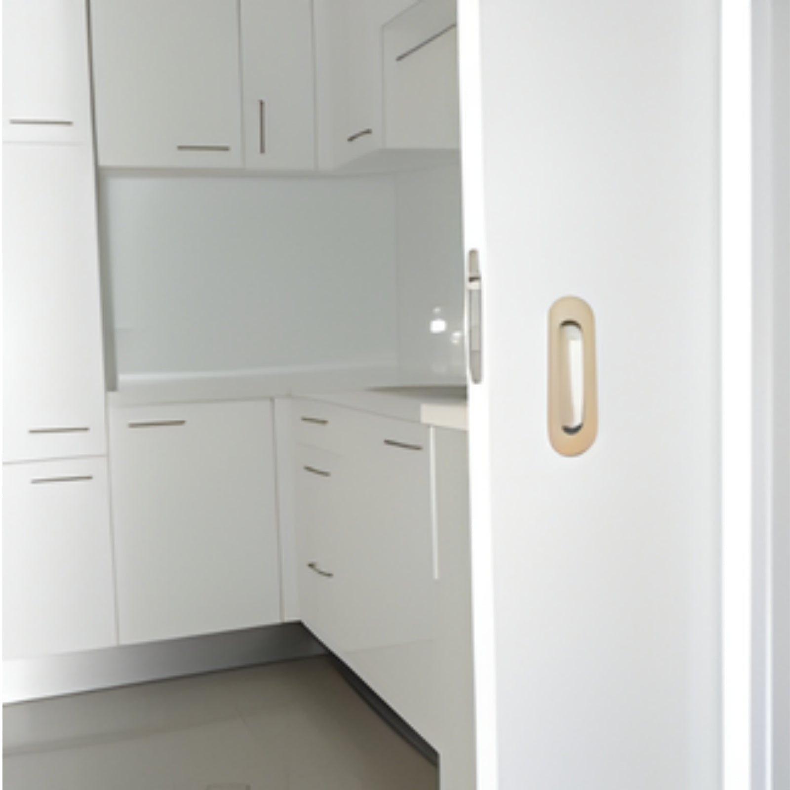 Kitchen Zanda Duke Flush Pull 120 x 40mm Satin Brass 5241.SB - The Blue Space