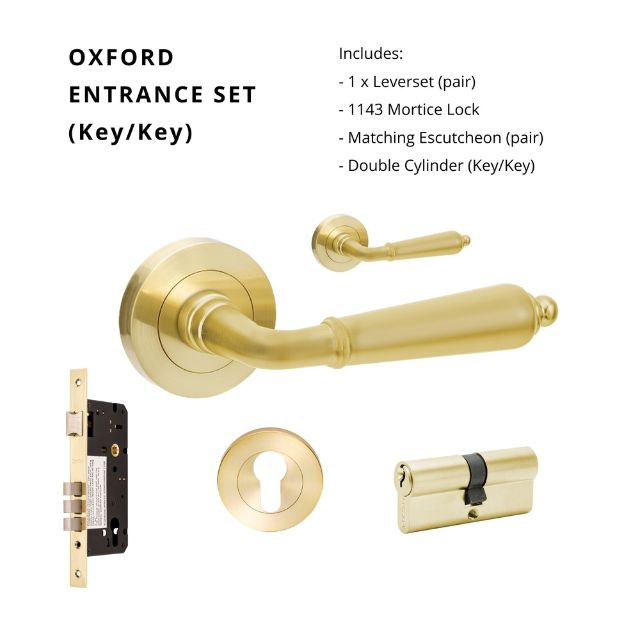 Zanda Oxford Entrance Set 60mm Key/Key Satin Brass 10074.1.SB - The Blue Space