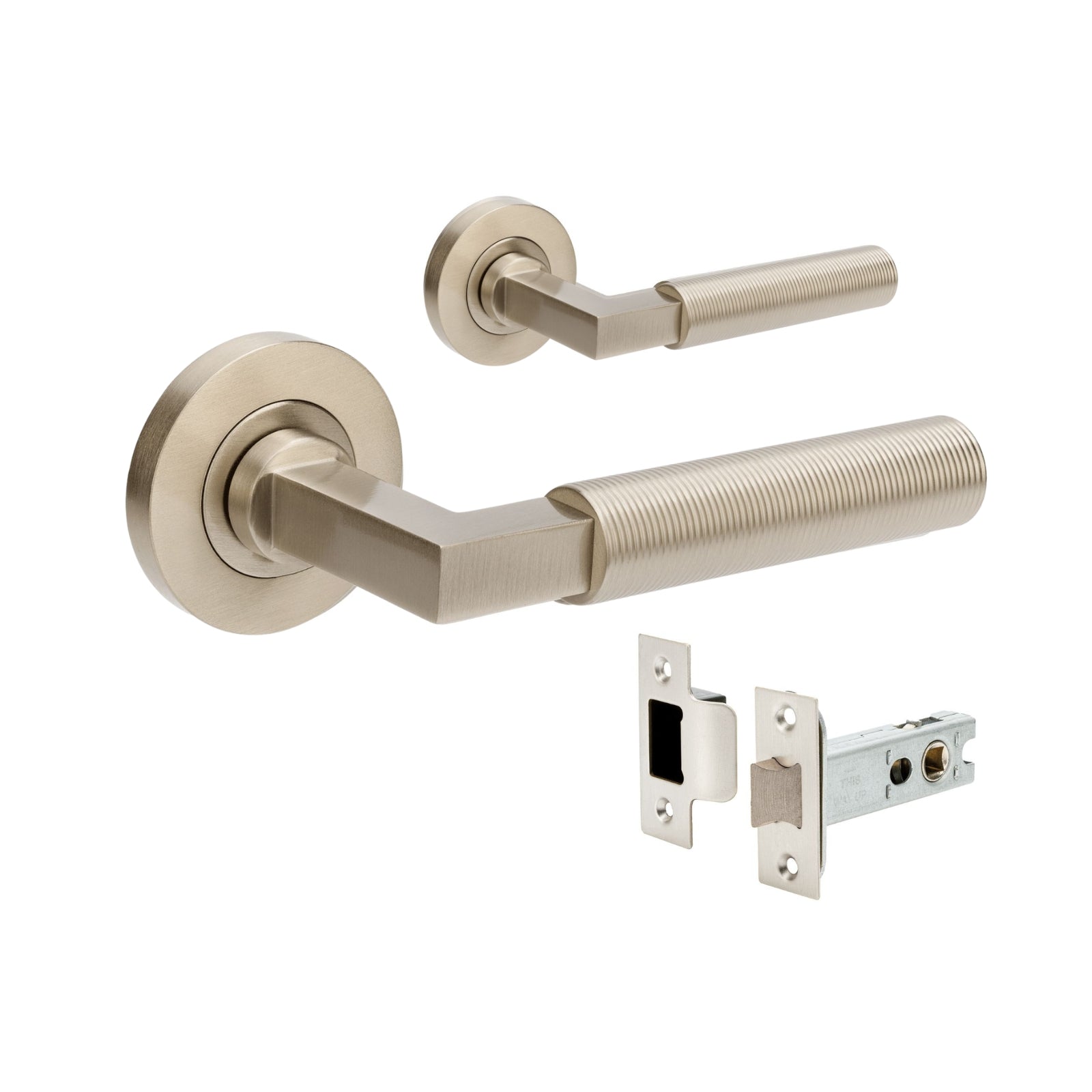 Set Zanda Zurich Fluted Passage Lever Set Brushed Nickel 9356.BN - The Blue Space