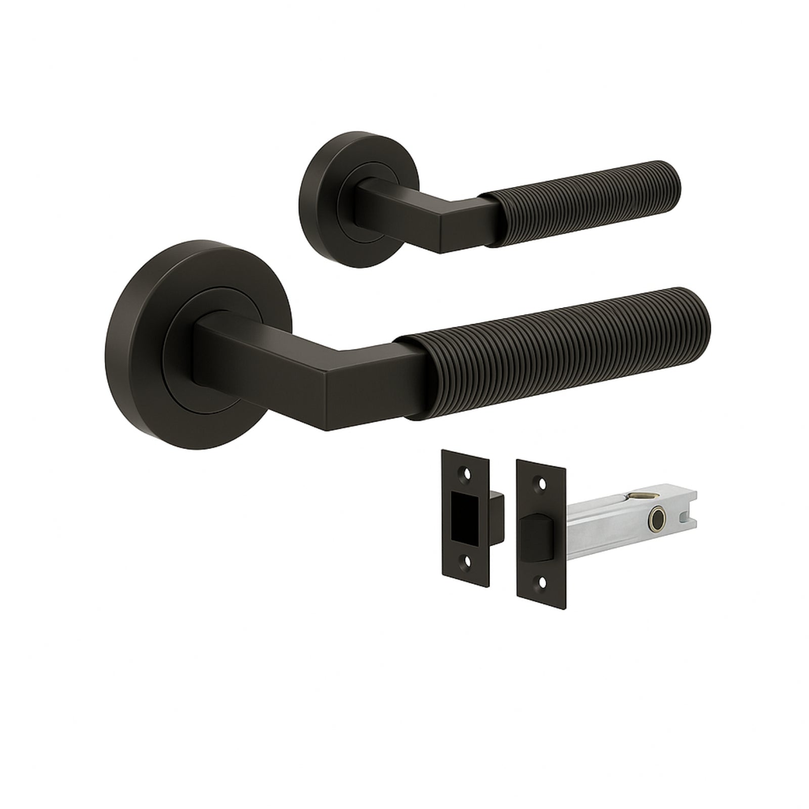 Set Zanda Zurich Fluted Passage Lever Set Graphite Nickel 9356.GN - The Blue Space