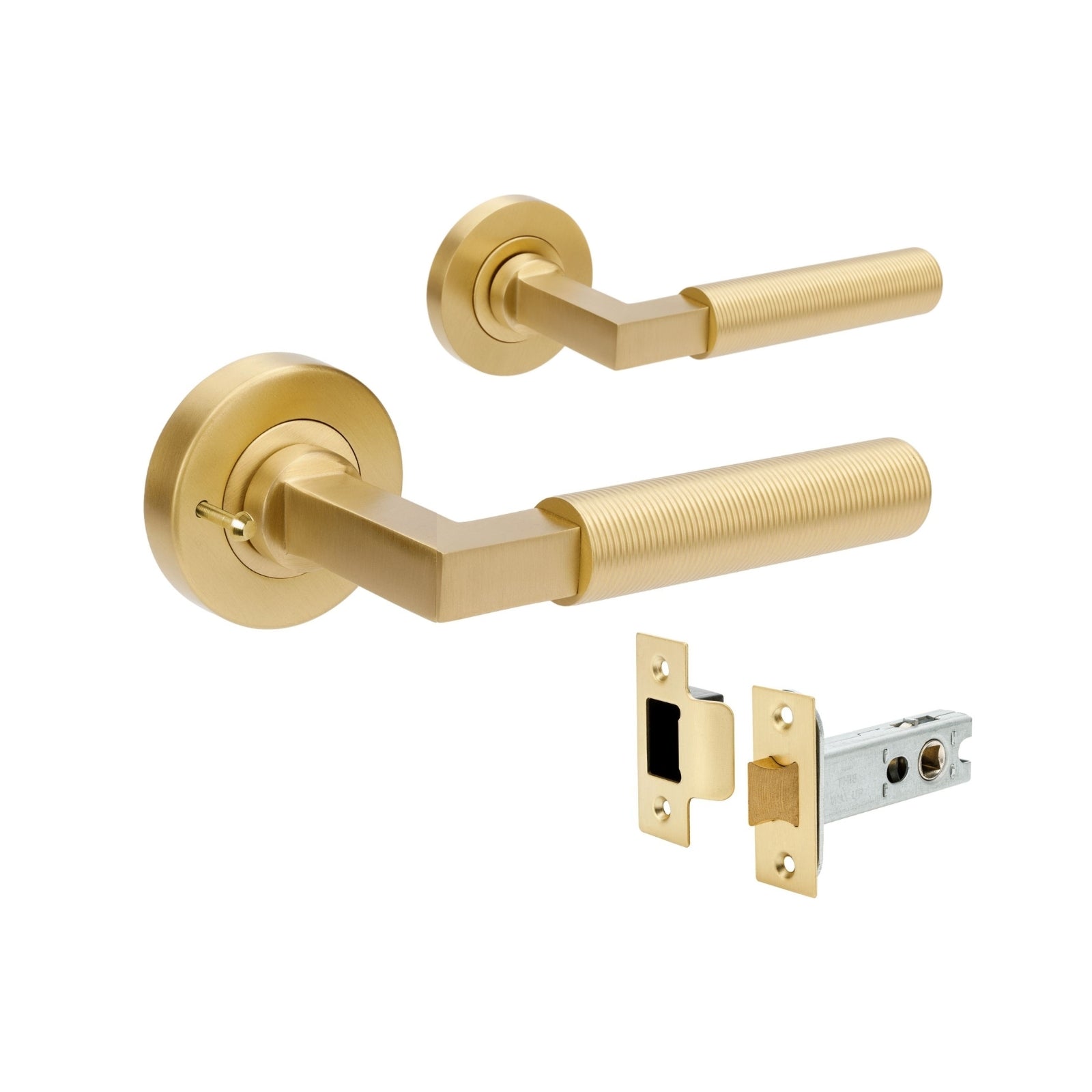 Set Zanda Zurich Fluted Privacy Lever Set Satin Brass 9357.SB - The Blue Space