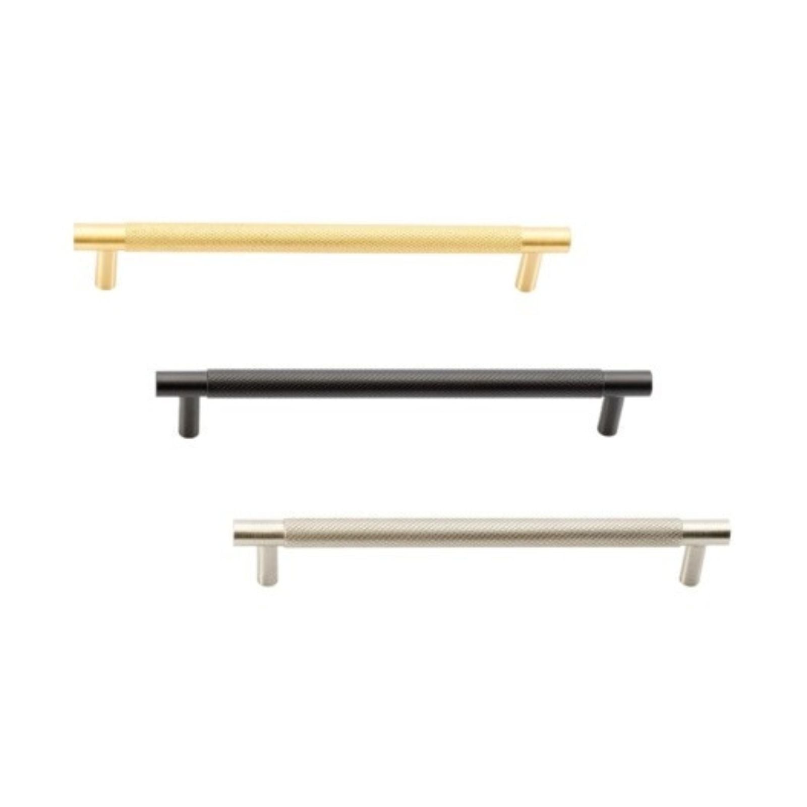 Zanda Zurich knurled Pull Handle 160mm Satin Brass 10692.SB - The Blue Space