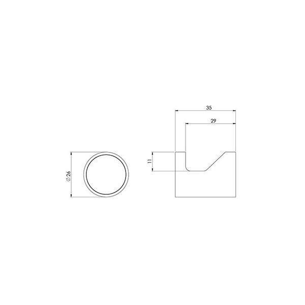 Phoenix Vivid Slimline Robe Hook Chrome Technical Drawing - The Blue Space