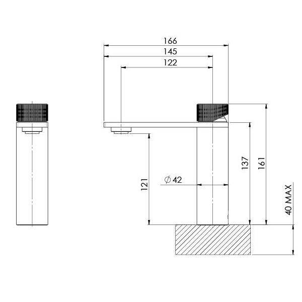 Technical Drawing - Phoenix Axia Basin Mixer - Chrome
