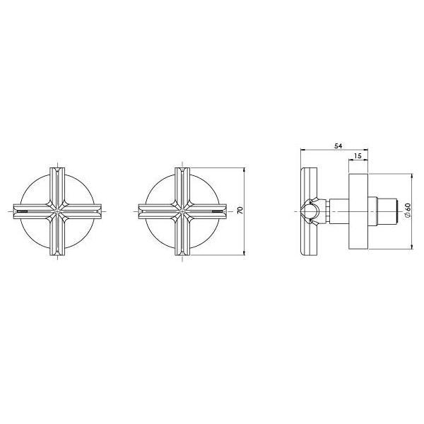 Technical Drawing - Phoenix Vivid Slimline Plus Wall Top Assemblies, Chrome - The Blue Space