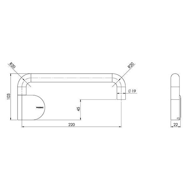 Technical Drawing - Phoenix Designer Swivel Bath Outlet - Chrome
