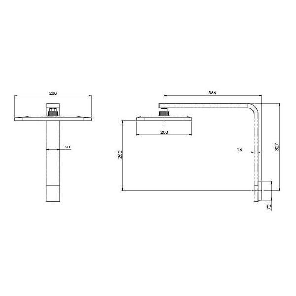 Technical Drawing - Phoenix NX ORLI with Hydrosense Shower Arm & Rose