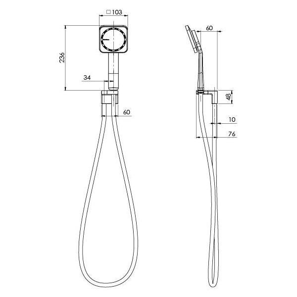 Technical Drawing - Phoenix NX ORLI with Hydrosense Hand Shower