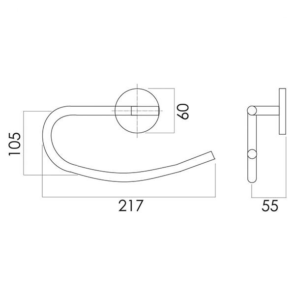 Phoenix Festival Hand Towel Holder Technical Drawing - The Blue Space