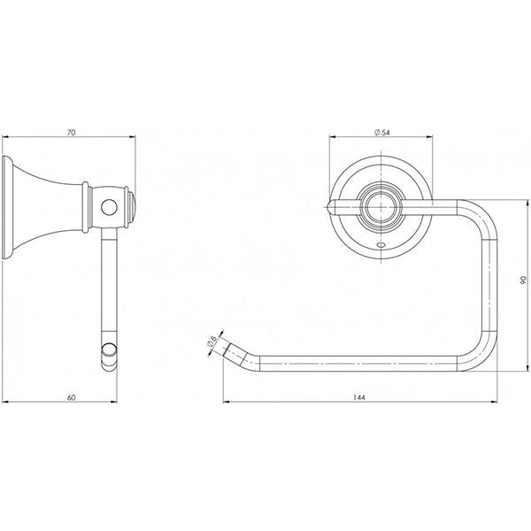 Phoenix Nostalgia Toilet Roll Holder Technical Drawing - The Blue Space