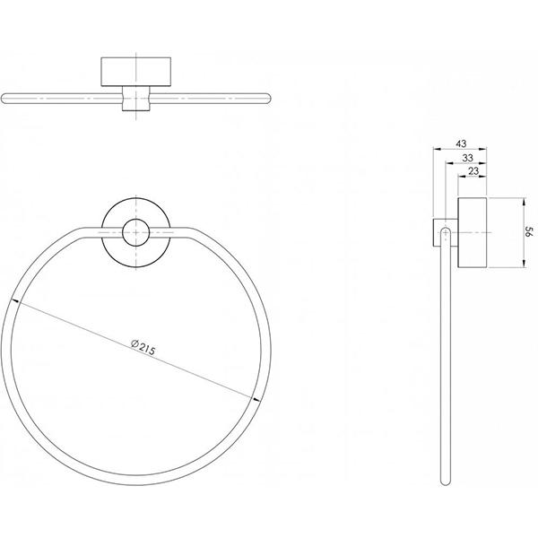 Phoenix Vivid Hand Towel Holder Technical Drawing - The Blue Space