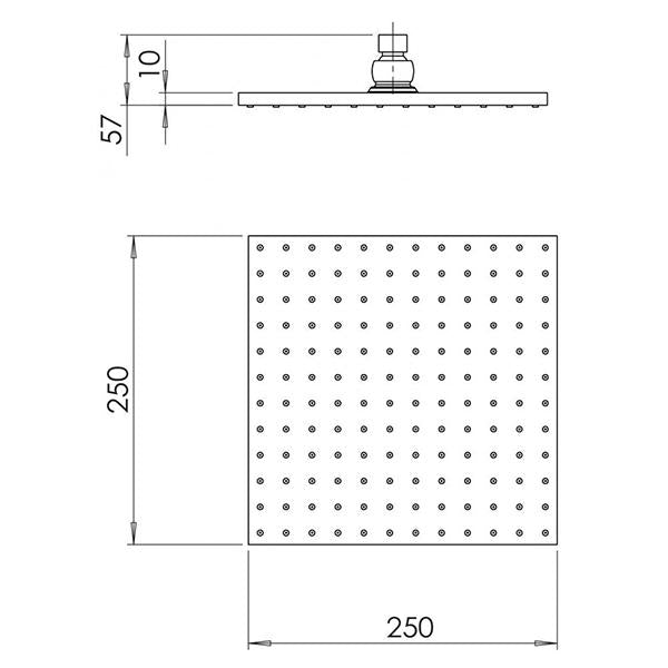 Phoenix Lexi Shower Rose Only 250mm Square - Chrome technical drawings