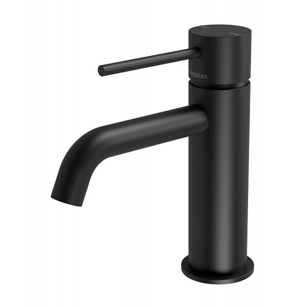 Phoenix Vivid Slimline Basin Mixer Curved Outlet - Matte Black Online at the Blue Space