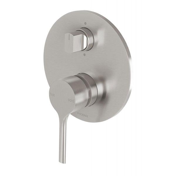 Phoenix Vivid Slimline Oval Shower/Bath Diverter Mixer - Brushed Nickel Online at the Blue Space