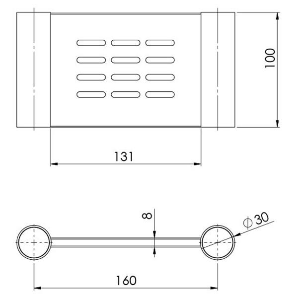Phoenix Vivid Slimline Soap Dish Brushed Nickel Technical Drawing - The Blue Space