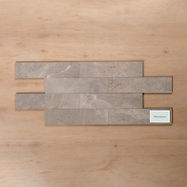 Casuarina Grey Honed Porcelain Tile 75x300mm Brick Pattern - The Blue Space