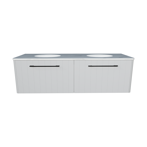 Timberline Saba Wall Hung Vanity With Under Counter Basin 1500mm Double Bowl - The Blue Space