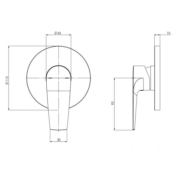 Technical Drawing: Arlo Shower / Wall Mixer Trim Kit Only Chrome Phoenix Builders Range