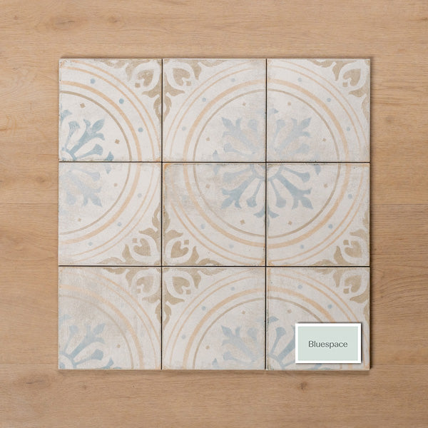 Valencia Antique Decor Matt P4 Cushioned Edge Porcelain Tile 150x150mm Straight Pattern - The Blue Space