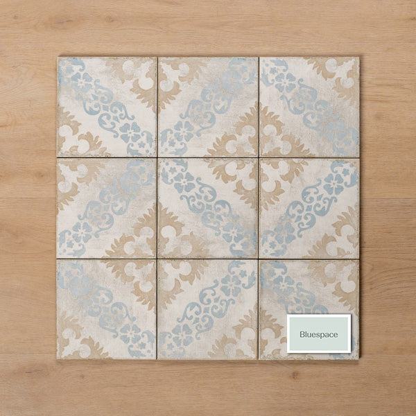 Valencia Retro Decor Matt P4 Cushioned Edge Porcelain Tile 150x150mm Straight Pattern - The Blue Space