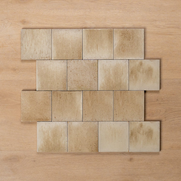 Sicily Beige Gloss Cushioned Edge Porcelain Tile 100x100mm Straight Pattern - The Blue Space