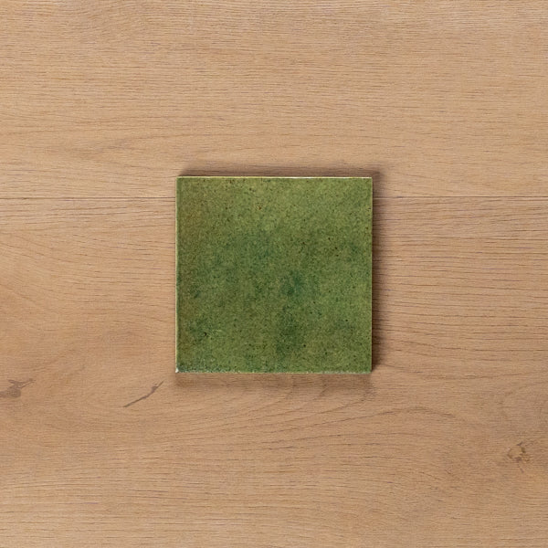 Sicily Giada Green Gloss Cushioned Edge Porcelain Tile 100x100mm - The Blue Space