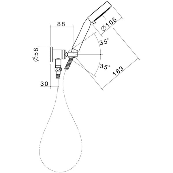 Technical Drawing - Caroma Tasman II Hand Shower