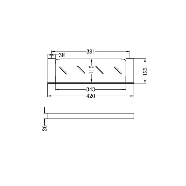 Technical Drawing: Nero Celia Metal Shelf Matte Black