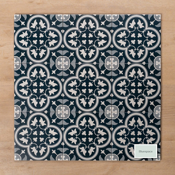 Airlie Dark Blue Matt Cushioned Edge Porcelain Tile 200x200mm