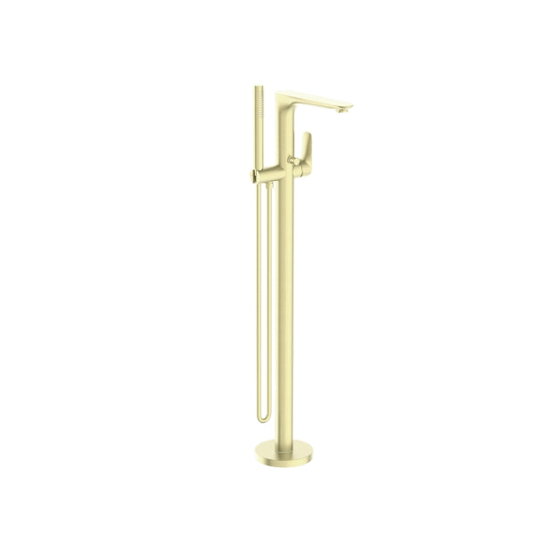 Nero Bianca Floor Standing Bath Mixer Brushed Gold | The Blue Space