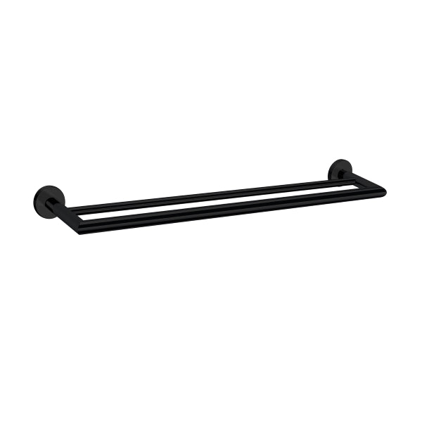 Nero Dolce 700mm Double Towel Rail Matte Black | The Blue Space