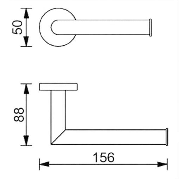 Nero Dolce Toilet Roll Holder Brushed Nickel Technical Drawing - The Blue Space
