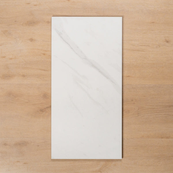 Perisher White Marble Matt Rectified Porcelain Tile 300x600mm - The Blue Space