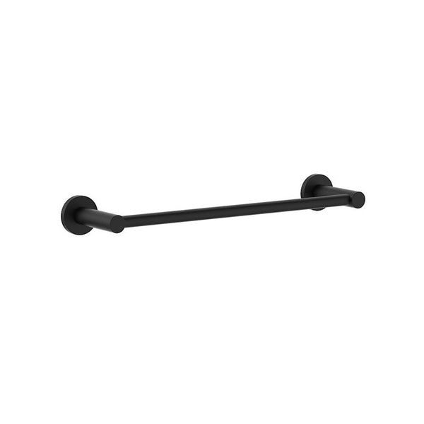 Clark Round Single Towel Rail 300mm - Matte Black - The Blue Space