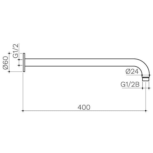 Clark Right Angled Wall Arm 400mm - Matte Black - dimensions