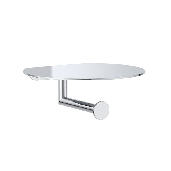 Clark Round Toilet Roll Holder with Shelf - Chrome - The Blue Space